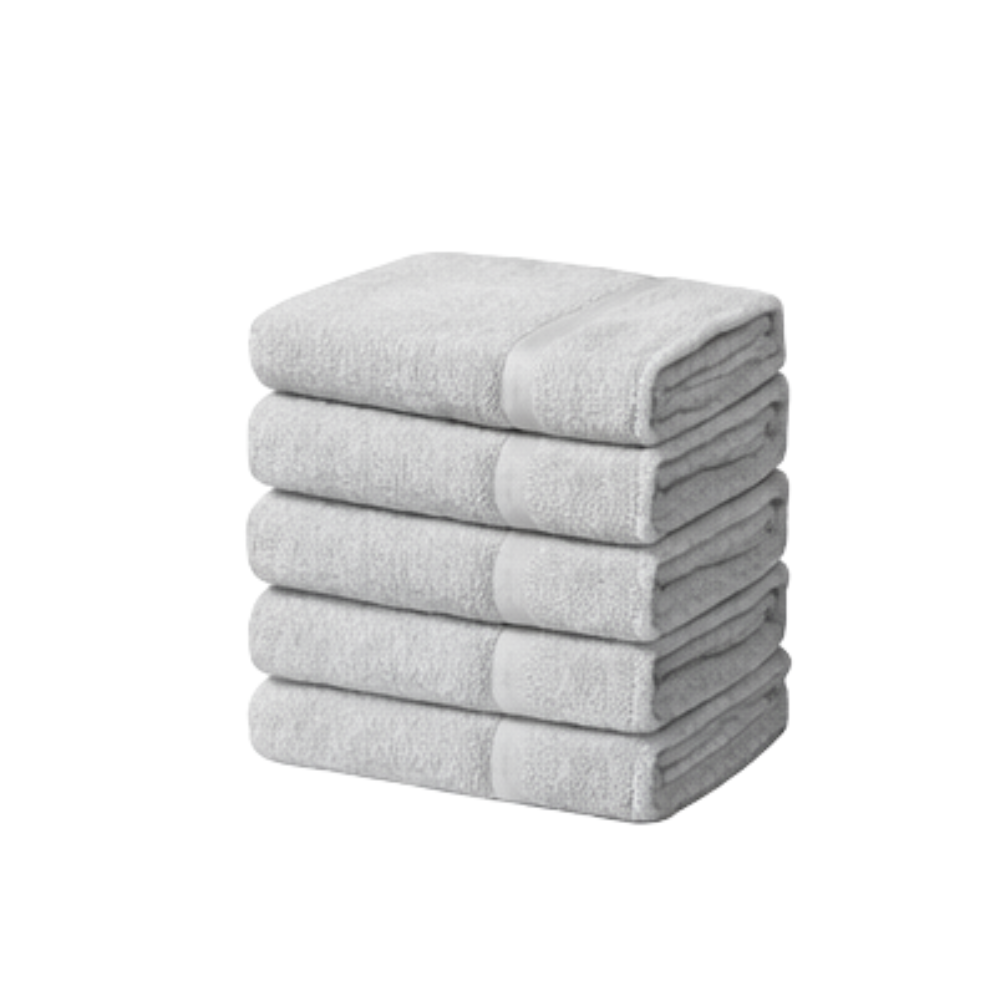7 Handdoeken 70×140 cm – Set van 5 – 400 g/m² - Lichtgrijs - Afbeelding 1