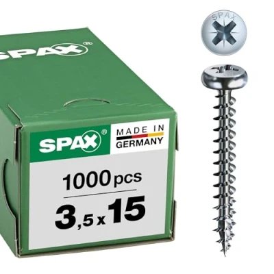 image-2.jpeg Spax universele schroef halfronde kop WIROX Kruiskop Z2 3,5 x 15 mm - 1000 stuks - Afbeelding 1