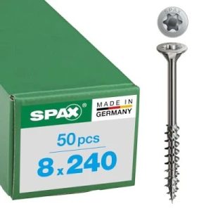 Spax 0197000802405 Schroef RVS A2 TX40 – 8 x 240 mm