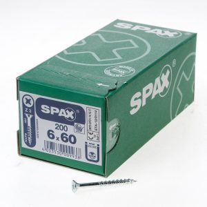 Spax spaanplaatschroef platverzonken kop verzinkt staal Pozidriv 6,0 x 60 mm - 200 stuks