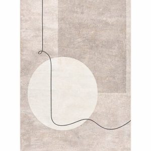 Vloerkleed 160x230 cm – Modern Abstract met Stripe | Beige/Grijs